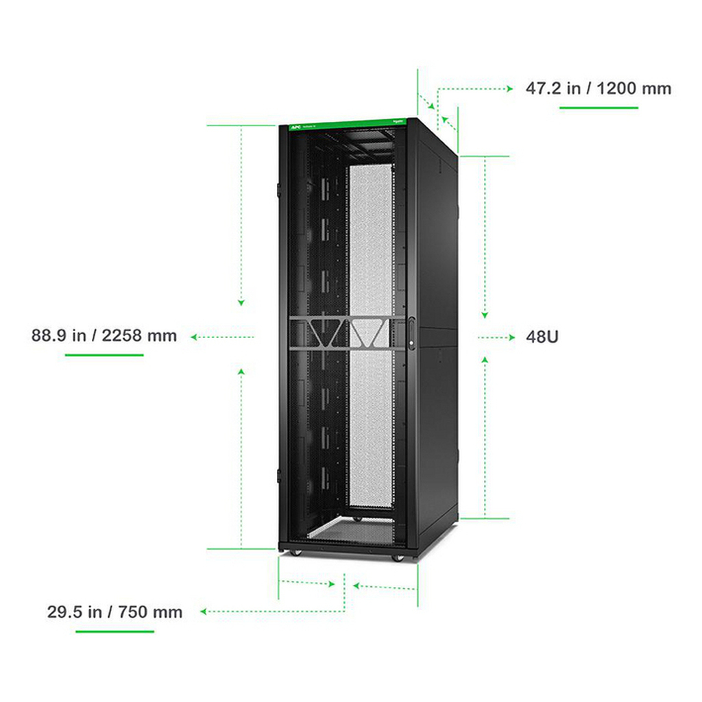 APC NetShelter SX Server Rack Gen 2, 48U, 2258H x 750W x 1200D mm, with Sides, Black - Image 5