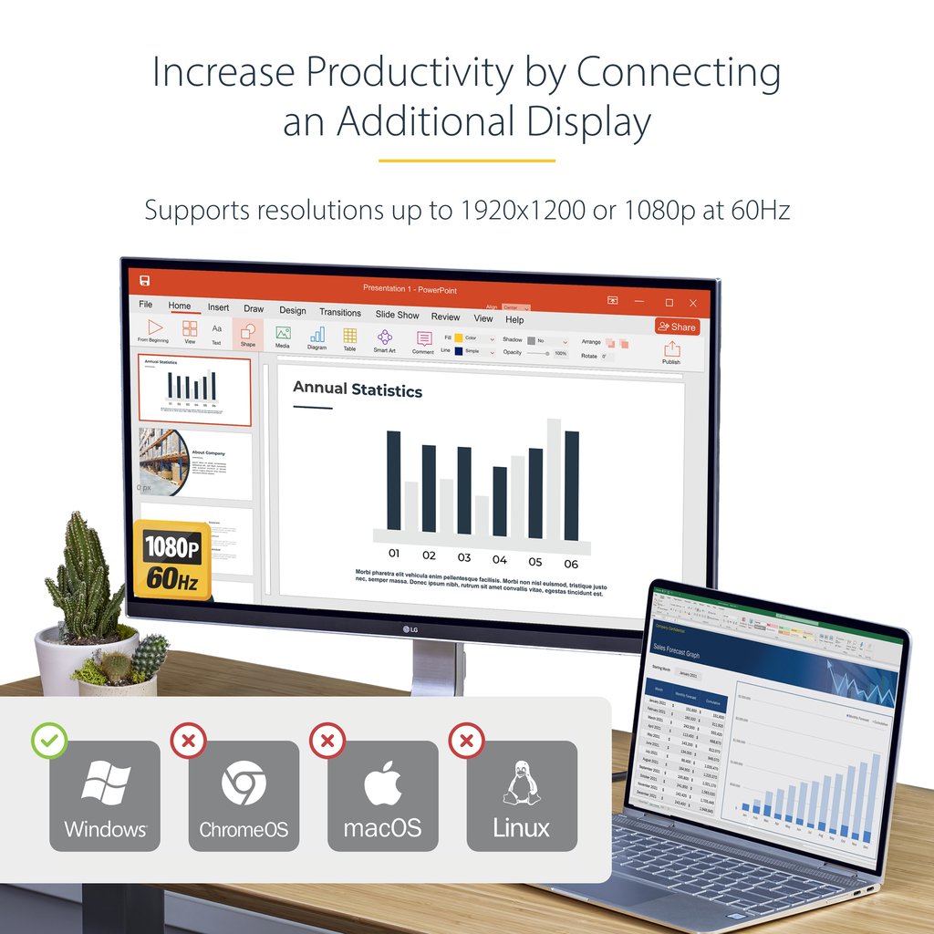 StarTech.com USB 3.0 to HDMI Adapter, USB to HDMI Monitor Converter for Windows, 1080P (no support for macOS/ChromeOS/Linux) - - Image 6