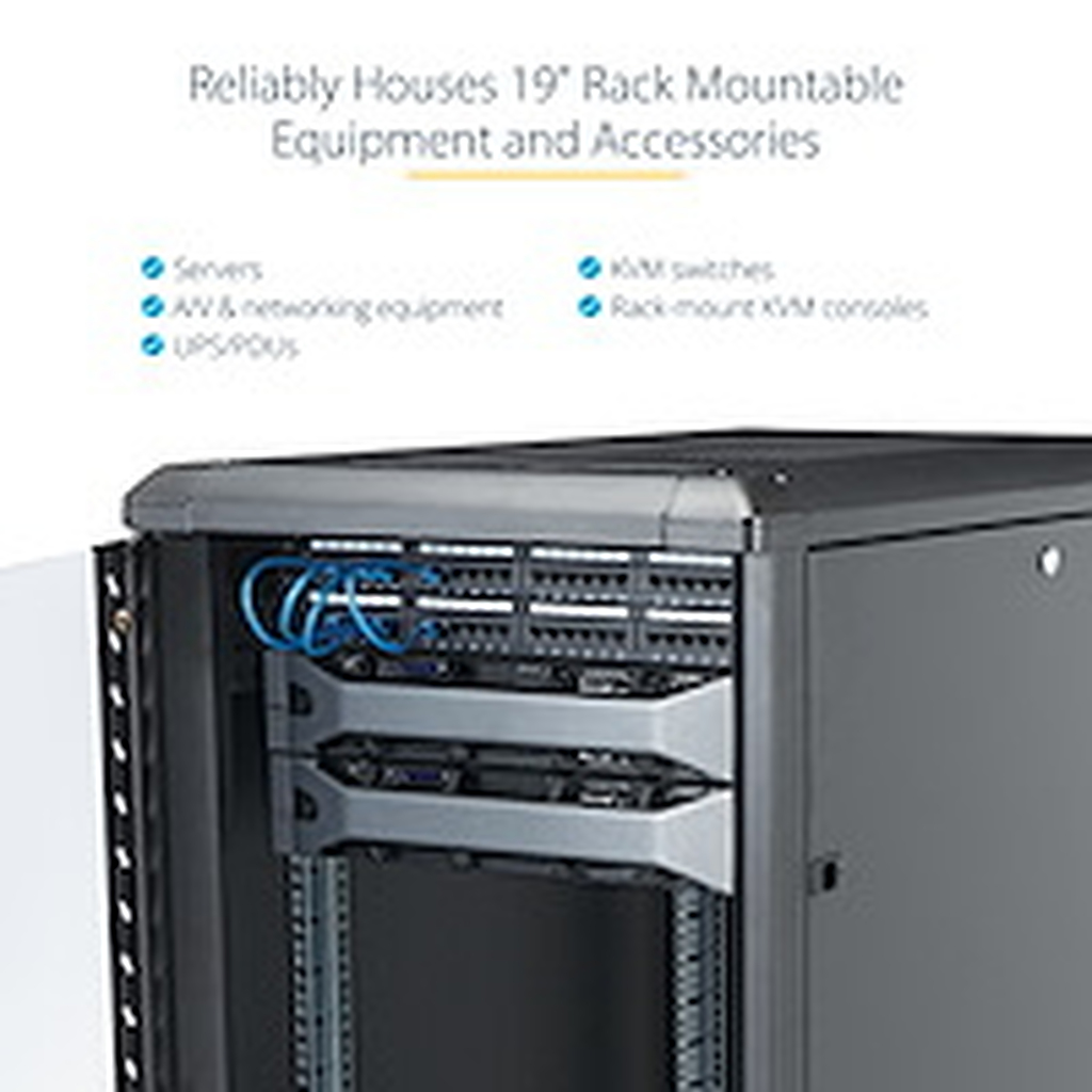 StarTech.com 4-Post 18U Server Rack Cabinet, Lockable 19" Data Rack Cabinet for Computer / AV / IT Equipment, Office / Home Net - Image 5