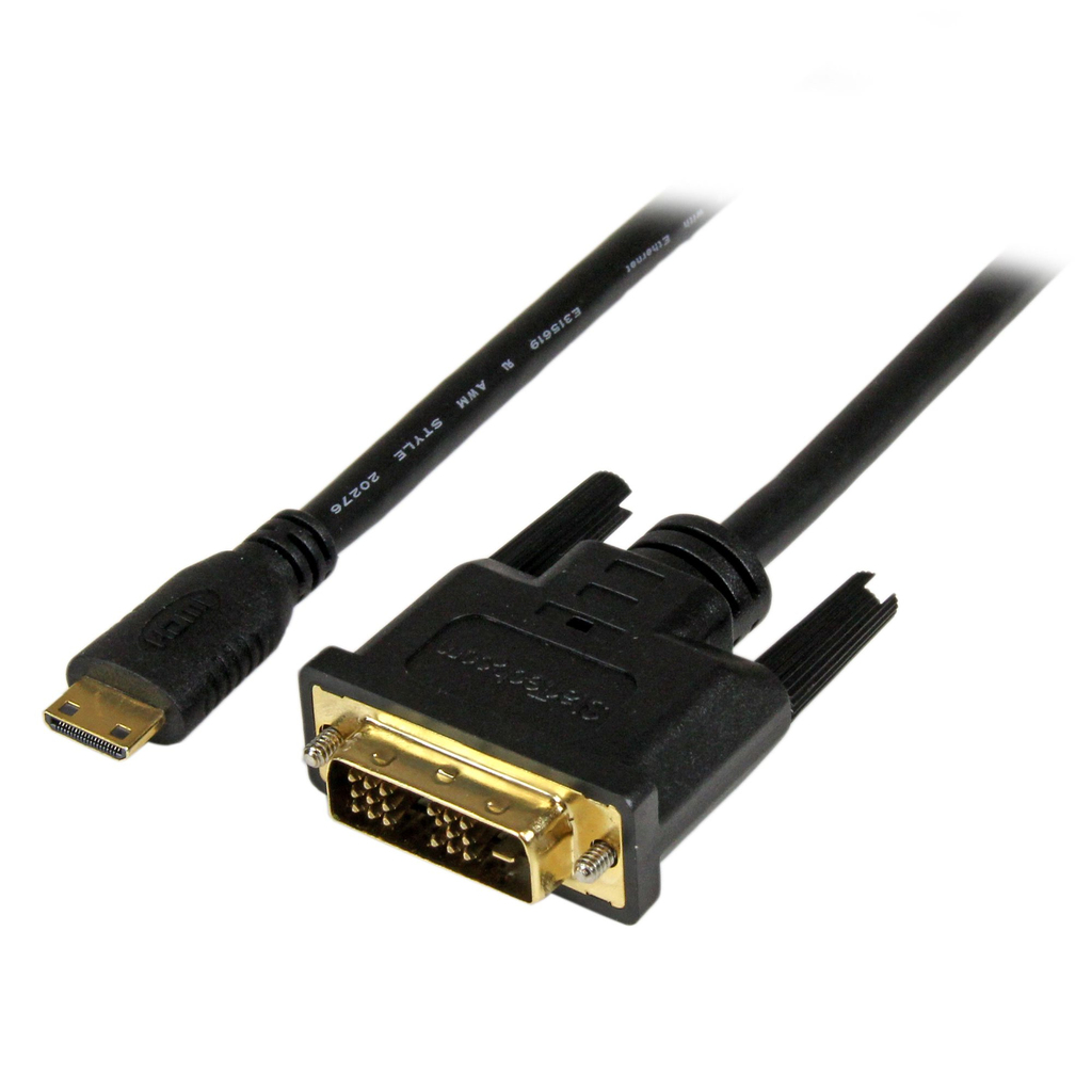 StarTech.com 1m (3.3 ft) Mini HDMI to DVI Cable - DVI-D to HDMI Cable (1920x1200p) - 19 Pin HDMI Mini Male to DVI-D Male - Digi
