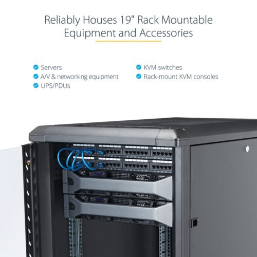StarTech.com 4-Post 12U Server Rack Cabinet, Lockable 19" Data Rack Cabinet for Computer / AV / IT Equipment, Office / Home Net - Image 16