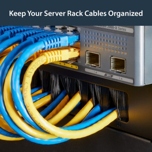 StarTech.com 1U High-density Brush Strip Cable Management Panel, Sturdy Steel Horizontal Data Centre Cable Organizer - Image 8