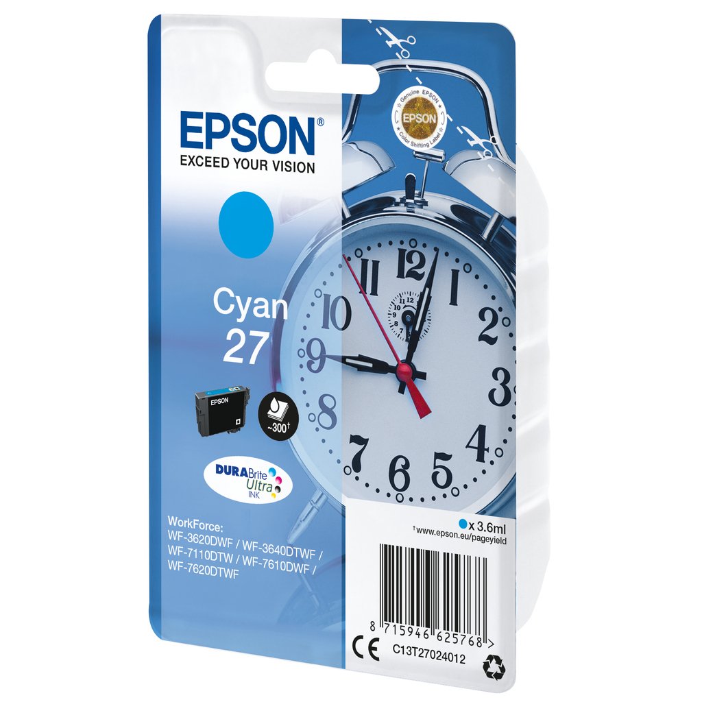 Epson Alarm clock Singlepack Cyan 27 DURABrite Ultra Ink - Image 2