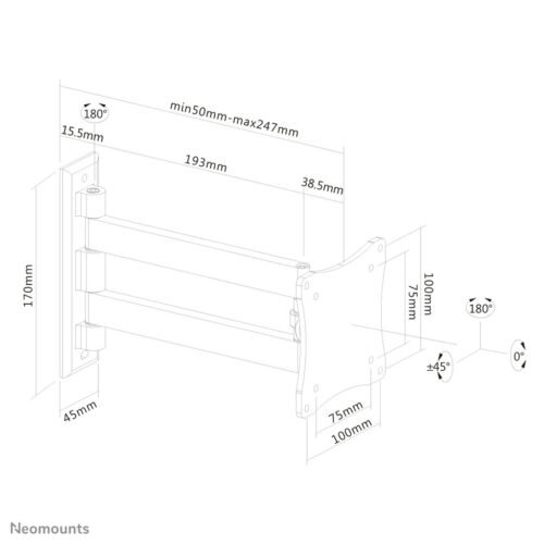 Neomounts FPMA-W820 Monitor/TV mount wall 10-27" - full motion - Image 2