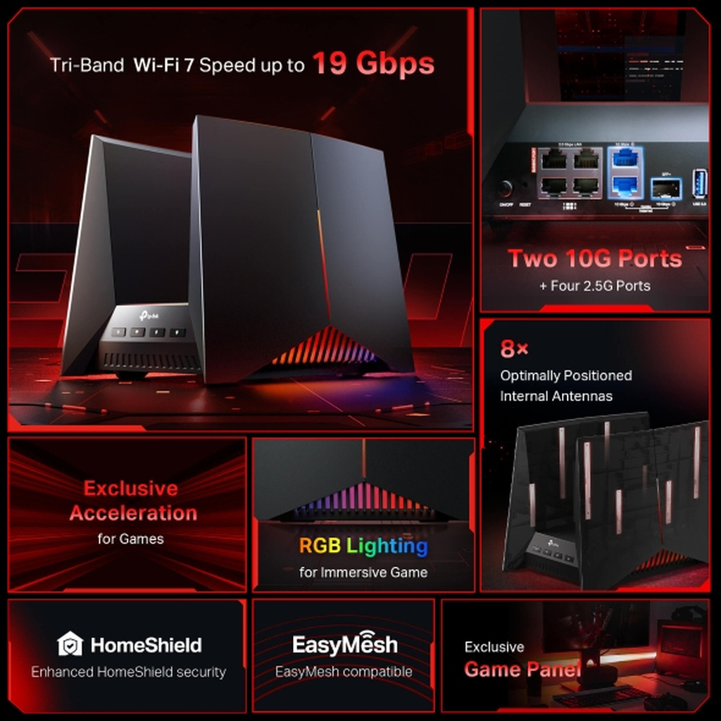 TP-Link Archer BE19000 Tri-Band Wi-Fi 7 Gaming Router - Image 4