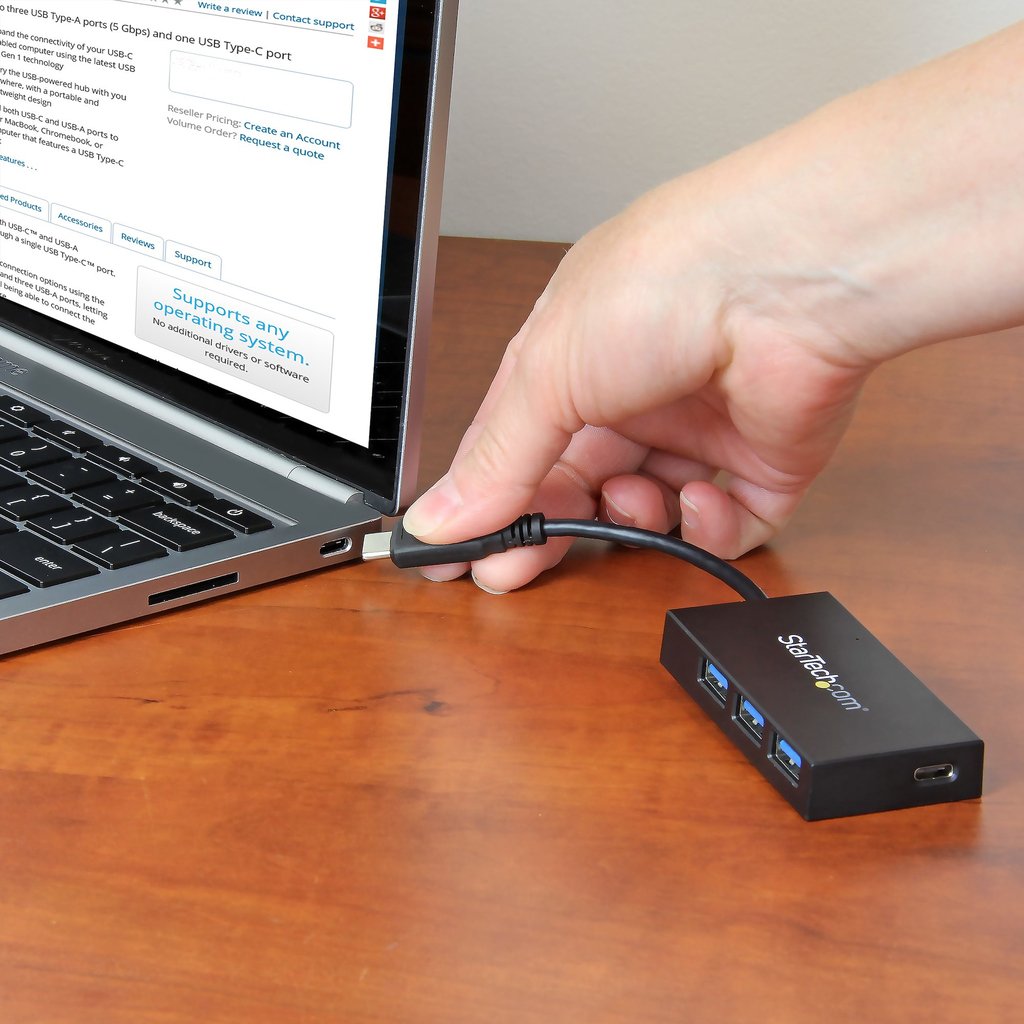 StarTech.com 4-Port USB-C Hub - USB-C to 1x USB-C and 3x USB-A - USB 3.0 Hub~4-Port USB-C Hub - USB-C to 1x USB-C and 3x USB-A - Image 3