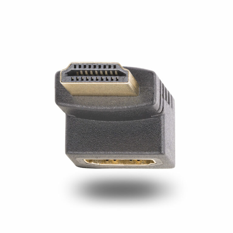 StarTech.com Down Angle HDMI 2.0 Adapter, Male to Female, Vertical 90-Degree Angled HDMI Port Saver, 4K 60Hz, High Speed HDMI C