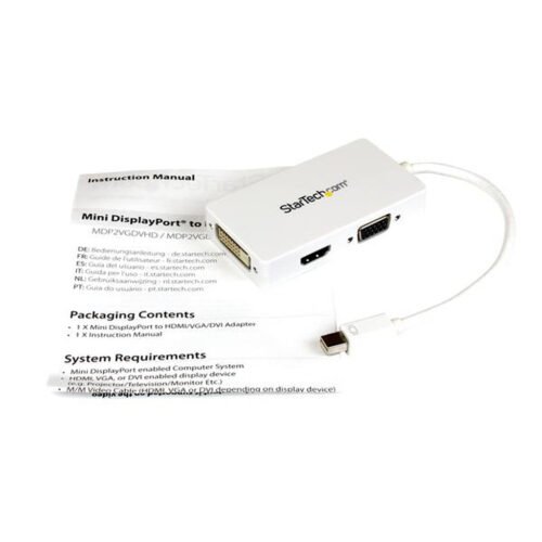 StarTech.com Travel A/V Adapter: 3-in-1 Mini DisplayPort to VGA DVI or HDMI Converter - White - Image 6