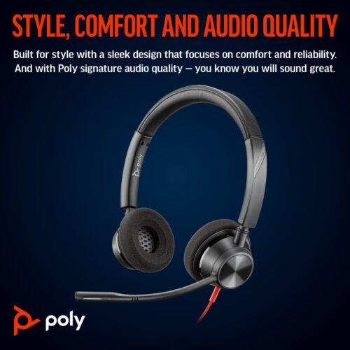 POLY Blackwire 3320 Stereo Microsoft Teams Certified USB-C Headset +USB-C/A Adapter - Image 6