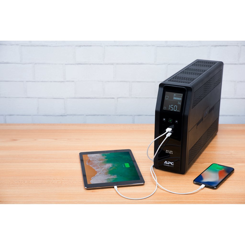 APC Back-UPS Pro, 1600VA/960W, Tower, 230V, 8x IEC C13 outlets, Sine Wave, AVR, USB Type A + C ports, LCD, User Replaceable Bat - Image 5