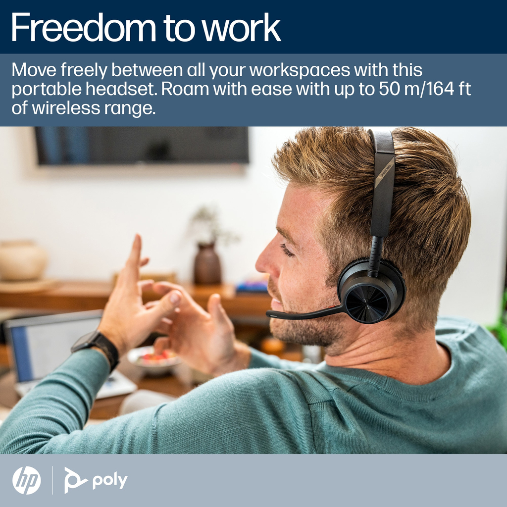 POLY Voyager 4320-M Microsoft Teams Certified Headset +BT700 dongle +Charging Stand - Image 6