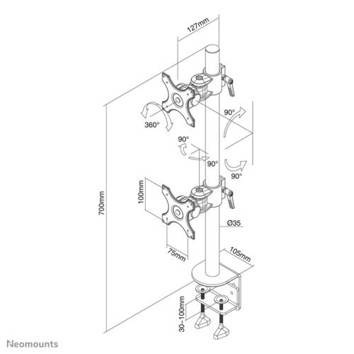 Neomounts FPMA-D700DV Monitor arm 10-27" - Image 2