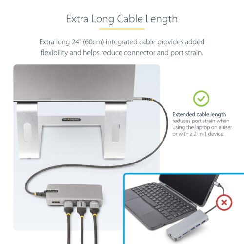 StarTech.com USB-C Triple Monitor Multiport Adapter, Dual 4K 60Hz + 4K 30Hz HDMI & DisplayPort, 3-Port USB 10Gbps Hub, 100W PD - Image 6