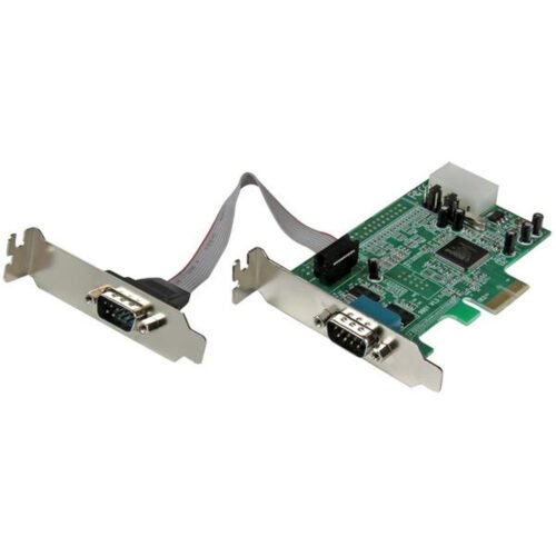 StarTech.com 2-Port Low Profile Native RS232 PCI Express Serial Adapter Card, 16550 UART, PCIe to Dual Serial DB9, Windows & Li