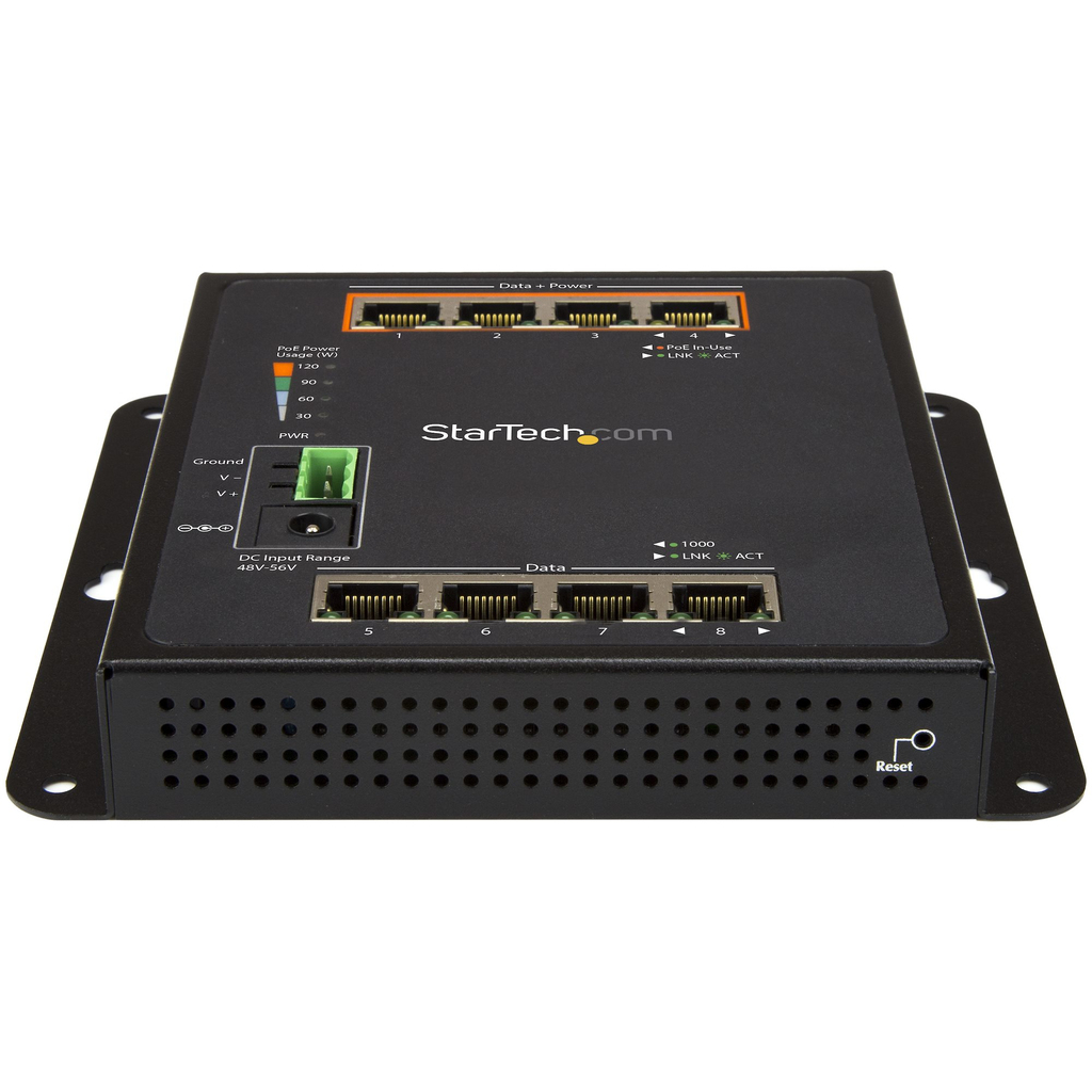 StarTech.com Industrial 8 Port Gigabit PoE Switch - 4 x PoE+ 30W - Power Over Ethernet - Hardened GbE Layer/L2 Managed Switch - - Image 2