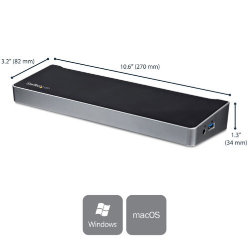 StarTech.com 4K USB-C Dock , Triple UHD 4K Monitor Docking Station, Mac & Windows, USB C to HDMI & DisplayPort, 60W Power Deliv - Image 6