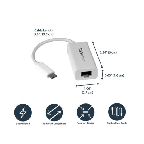 StarTech.com USB-C to Gigabit Network Adapter - White - Image 6