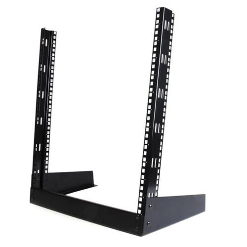 StarTech.com 2-Post 12U Desktop Server Rack, Small Open Frame 19in Computer Rack, Compact Network Rack for AV / Studio / Data /