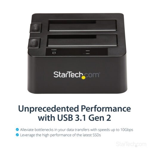 StarTech.com Dual-Bay USB 3.2 Gen 2 to SATA Hard Drive Docking Station, USB 10Gbps Hard Drive Dock, External 2.5/3.5" SATA I/II - Image 9
