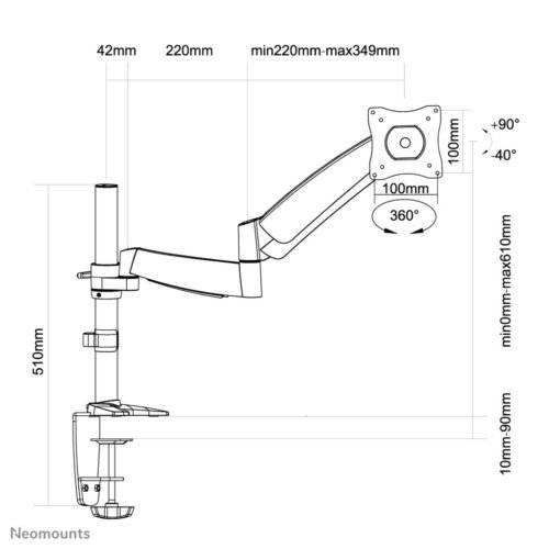 Neomounts FPMA-D950 Monitor arm 13-27" - gas spring - Image 2