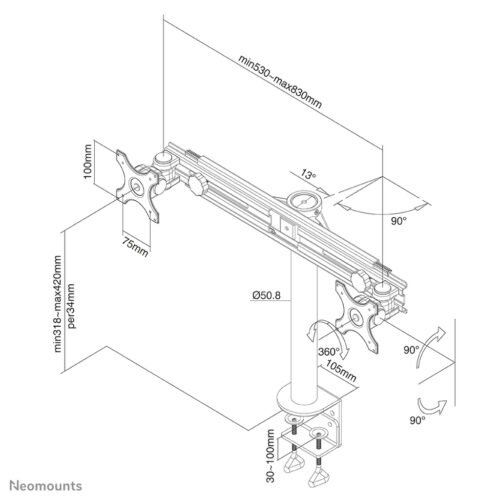 Neomounts FPMA-D700D Monitor arm 19-30" - Image 2