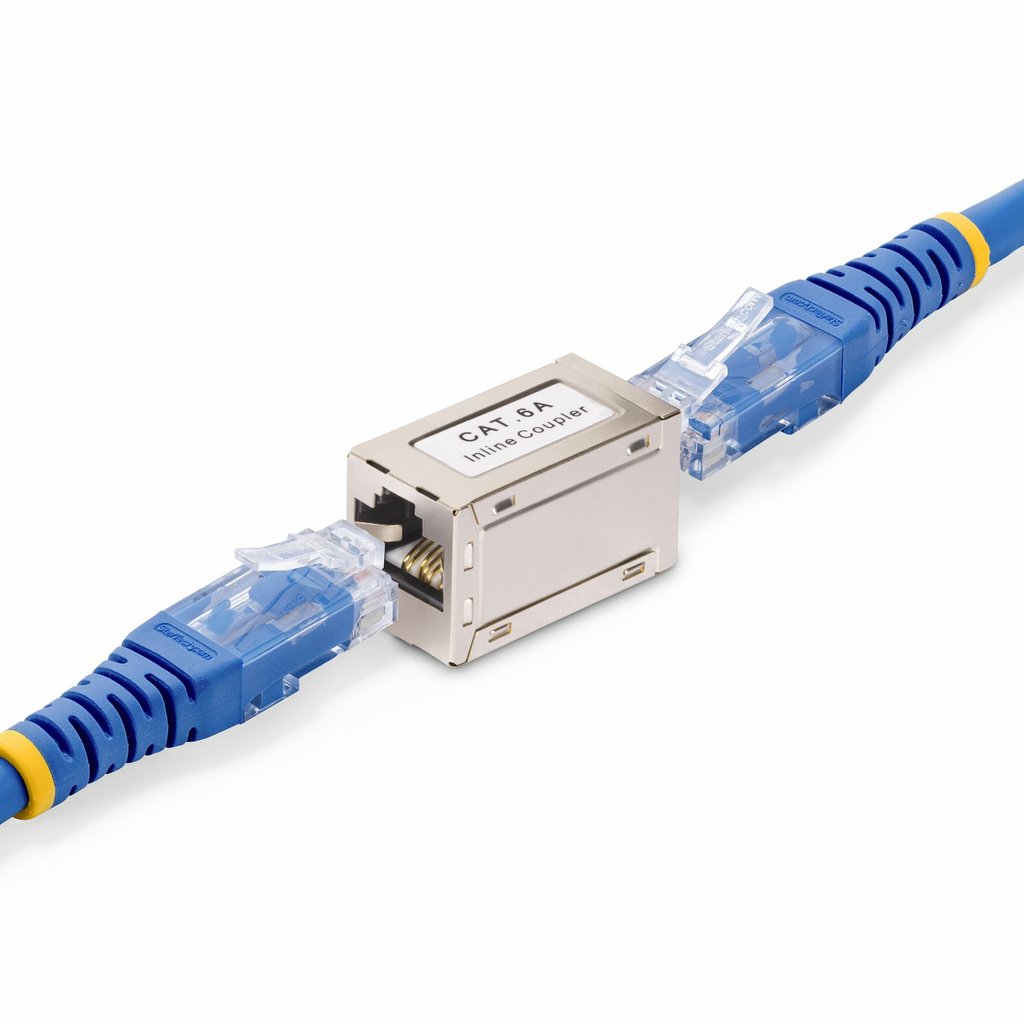 StarTech.com Shielded RJ45 Coupler, Inline Cat6a Coupler, Female to Female (F/F) T568B Pinout, Shielded Ethernet Cable Extensio - Image 2