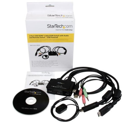 StarTech.com 2 Port USB HDMI Cable KVM Switch with Audio and Remote Switch – USB Powered - Image 2