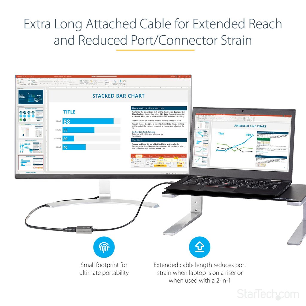 StarTech.com Mini DisplayPort to HDMI Adapter - mDP to HDMI Adapter Dongle - 1080p - Mini DisplayPort 1.2 to HDMI Monitor/Displ - Image 3