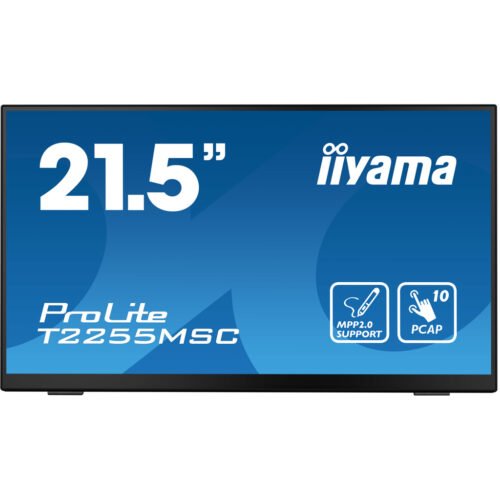 iiyama ProLite 21.5” Optical Bonded PCAP 10pt touchscreen monitor with IPS panel technology, edge-to-edge glass, anti-fingerp - Image 2