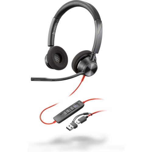 POLY Blackwire 3320 Stereo Microsoft Teams Certified USB-C Headset +USB-C/A Adapter - Image 2