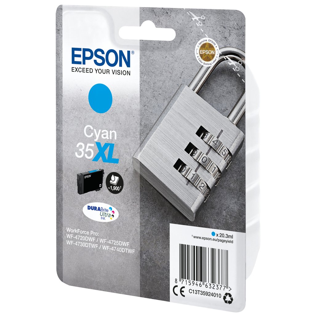 Epson Padlock Singlepack Cyan 35XL DURABrite Ultra Ink - Image 2