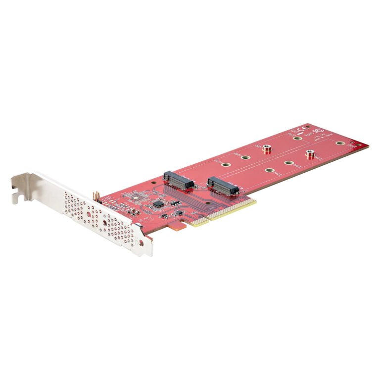 StarTech.com Dual M.2 PCIe SSD Adapter Card, PCIe x8 / x16 to Dual NVMe or AHCI M.2 SSDs, PCI Express 4.0, 7.8GBps/Drive, Bifur