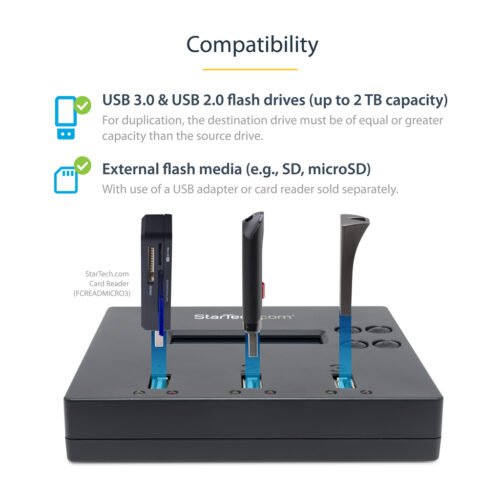 StarTech.com Standalone 1 to 2 USB Thumb Drive Duplicator and Eraser, Multiple USB Flash Drive Copier, System and File and Whol - Image 10