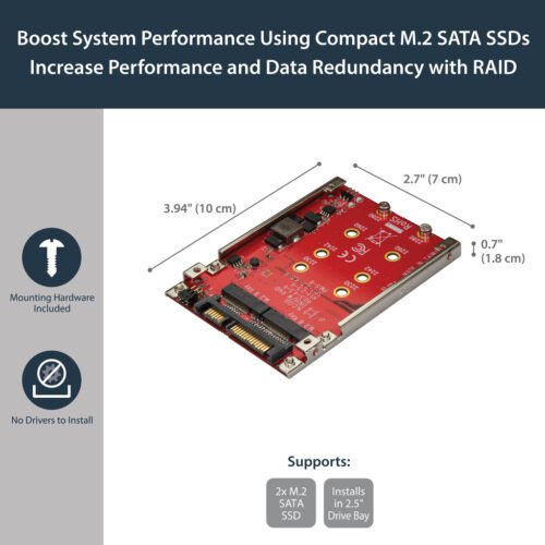 StarTech.com Dual-Slot M.2 Drive to SATA Adapter for 2.5" Drive Bay - RAID - Image 9