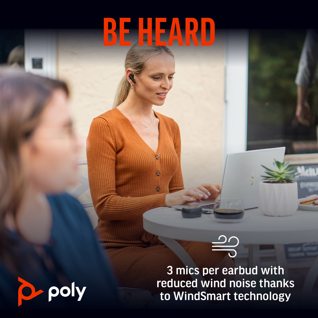 POLY Voyager Free 60+ UC M Carbon Black Earbuds +BT700 USB-C Adapter +Touchscreen Charge Case - Image 8