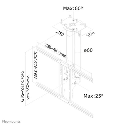 Neomounts PLASMA-C100BLACK Monitor/TV mount ceiling 37-75" - h 67-107 cm - Image 2