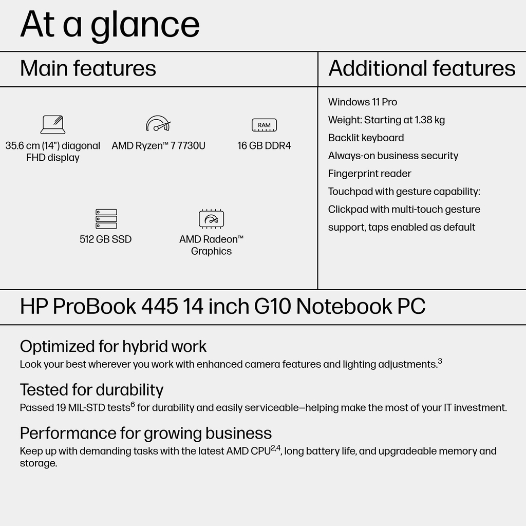 HP ProBook 445 G10 AMD Ryzen™ 7 7730U Laptop 35.6 cm (14") Full HD 16 GB DDR4-SDRAM 512 GB SSD Wi-Fi 6E (802.11ax) Window - Image 10