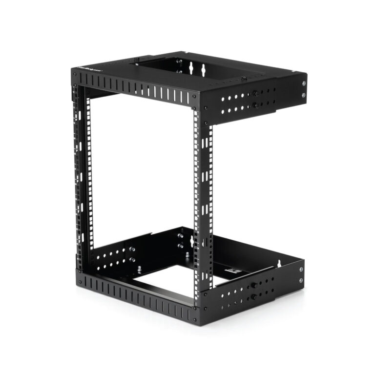 StarTech.com 12U 19" Wall Mount Network Rack - Adjustable Depth 12-20" 2 Post Open Frame Server Room Rack for AV/Data/ IT Commu
