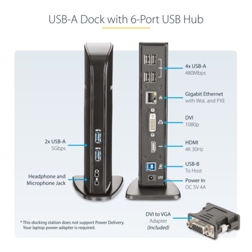 StarTech.com Dual Monitor USB 3.0 Docking Station with HDMI - DVI - 6 x USB Ports~Dual Monitor USB 3.0 Laptop Docking Station w - Image 17