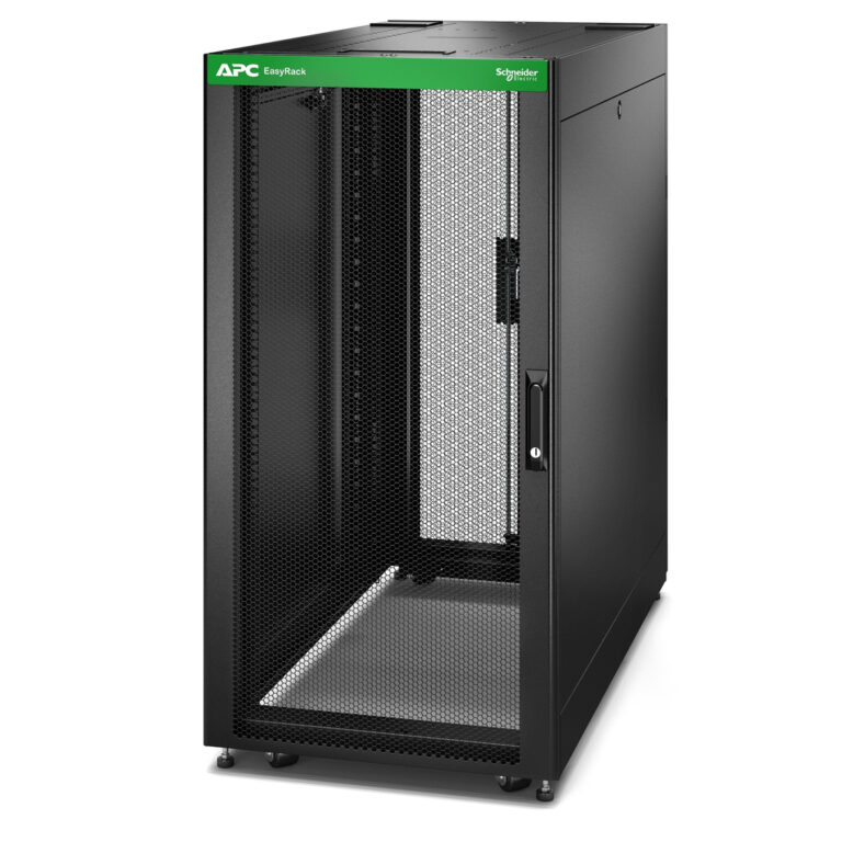 APC Easy Rack, 24U, Black, With Roof, Castors, Feet, 4 Brackets, and Side Panels, No Bottom, 1198H x 600W x 1200D mm