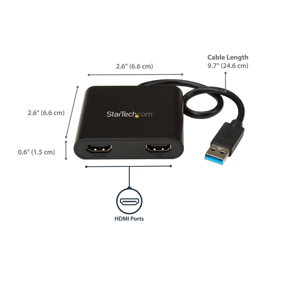 StarTech.com USB 3.0 to Dual HDMI Adapter, USB to 2x HDMI Monitor Converter for Windows (no support for macOS/ChromeOS/Linux) - - Image 7