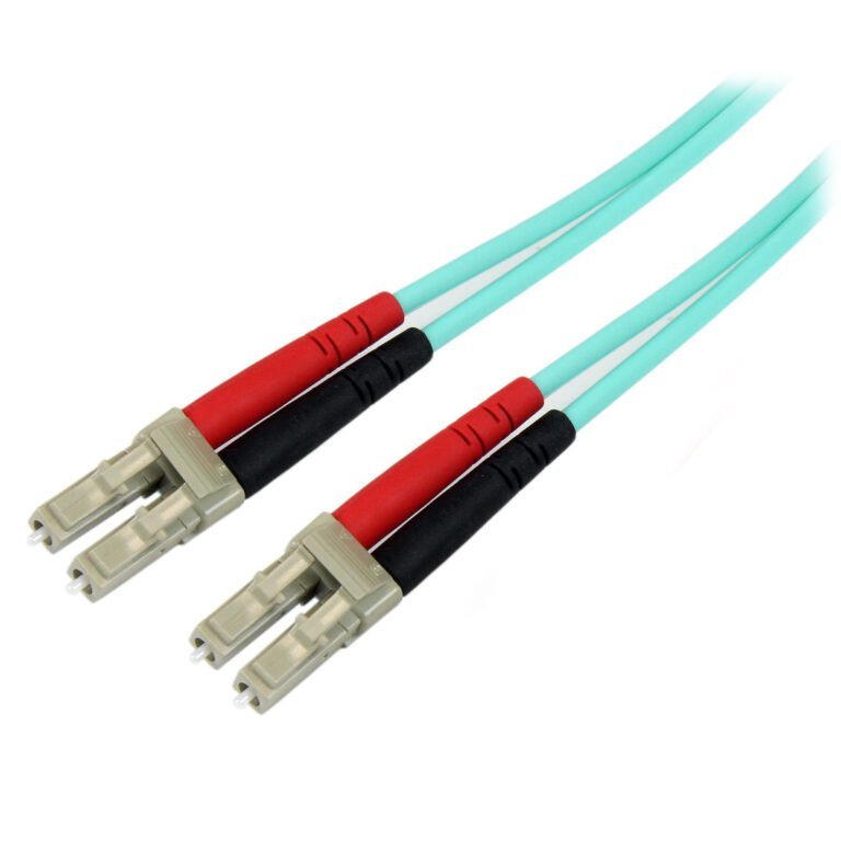 StarTech.com 10m (30ft) LC/UPC to LC/UPC OM3 Multimode Fiber Optic Cable, Full Duplex 50/125µm Zipcord Fiber Cable, 100G, Low