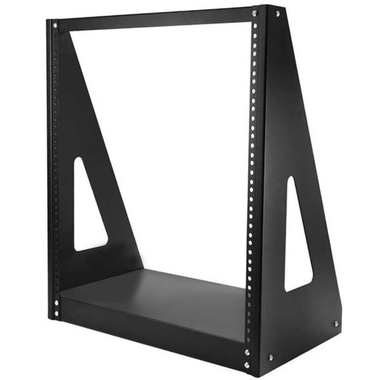 StarTech.com 2-Post 12U Heavy-Duty Desktop Server Rack, Small Open Frame 19in Computer Rack, Compact Network Rack for AV / Stud