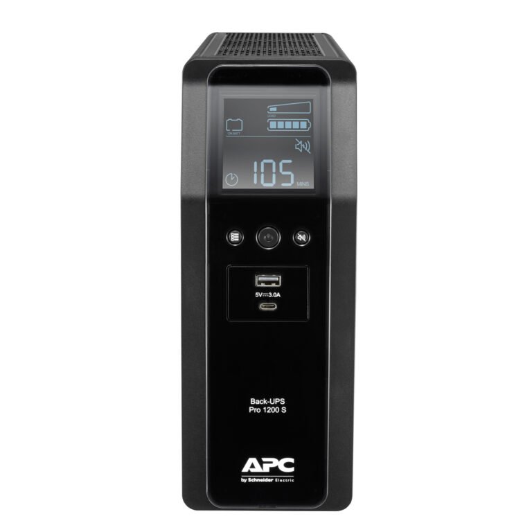 APC Back-UPS Pro, 1200VA/720W, Tower, 230V, 8x IEC C13 outlets, Sine Wave, AVR, USB Type A + C ports, LCD, User Replaceable Bat