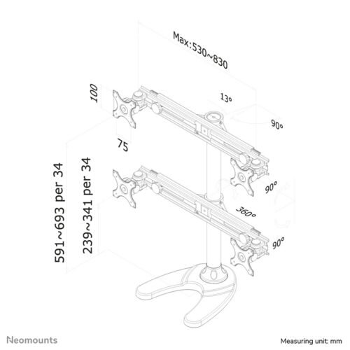 Neomounts FPMA-D700DD4 Monitor stand 19-30" - Image 2