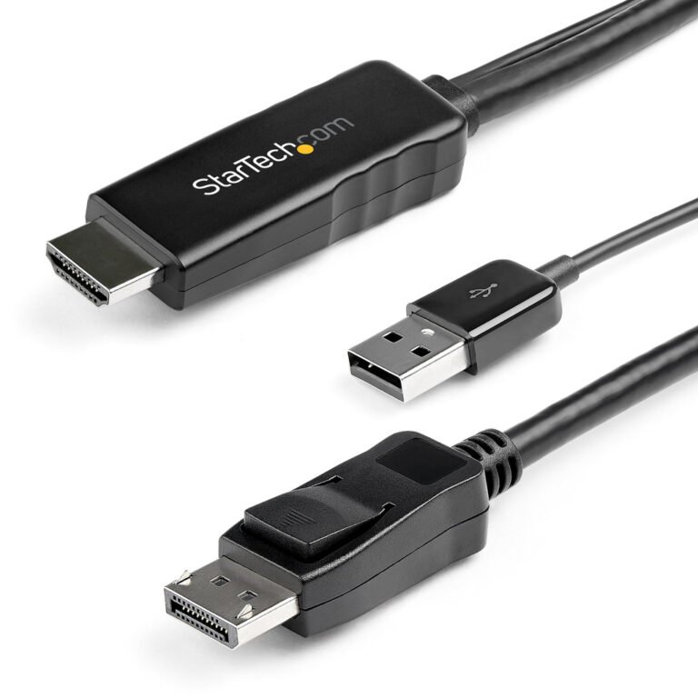 StarTech.com 2m (6ft) HDMI to DisplayPort Cable 4K 30Hz - Active HDMI 1.4 to DP 1.2 Adapter Converter Cable with Audio - USB Po