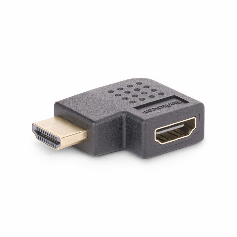 StarTech.com Right Angle HDMI 2.0 Adapter, Male to Female, Horizontal 90-Degree Angled HDMI Port Saver, 4K 60Hz, High Speed HDM