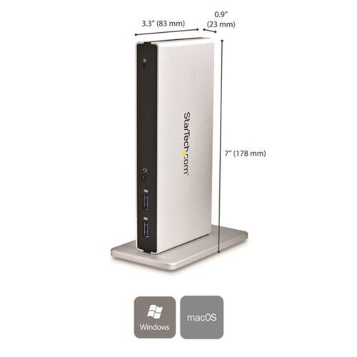 StarTech.com Dual-Monitor USB 3.0 Docking Station with DVI and Vertical Stand - Image 2