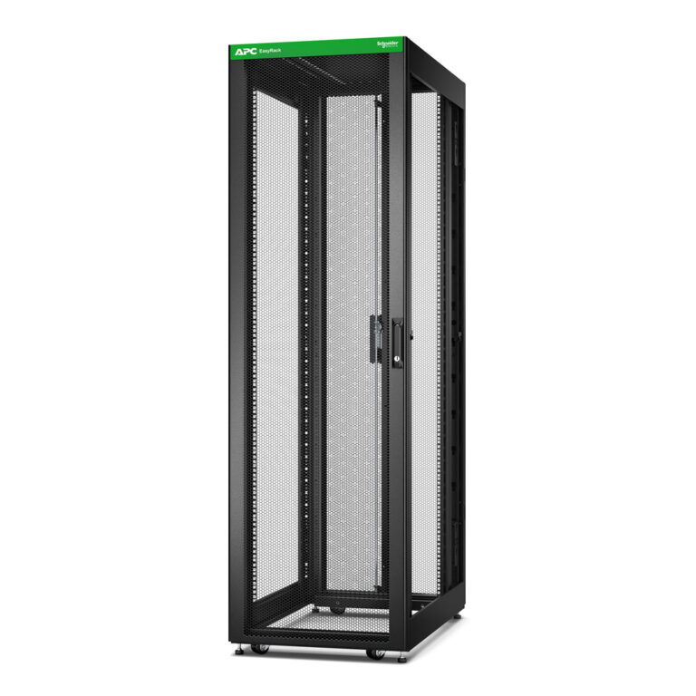 APC Easy Rack, 42U, Black, With Roof, Castors, Feet, 4 Brackets, and Bottom, No Side Panels, 1991H x 600W x 1000D mm