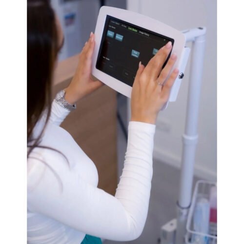 Compulocks iPad 10.9" 10th Gen Space Enclosure Medical Rolling Cart Extended White - Image 5
